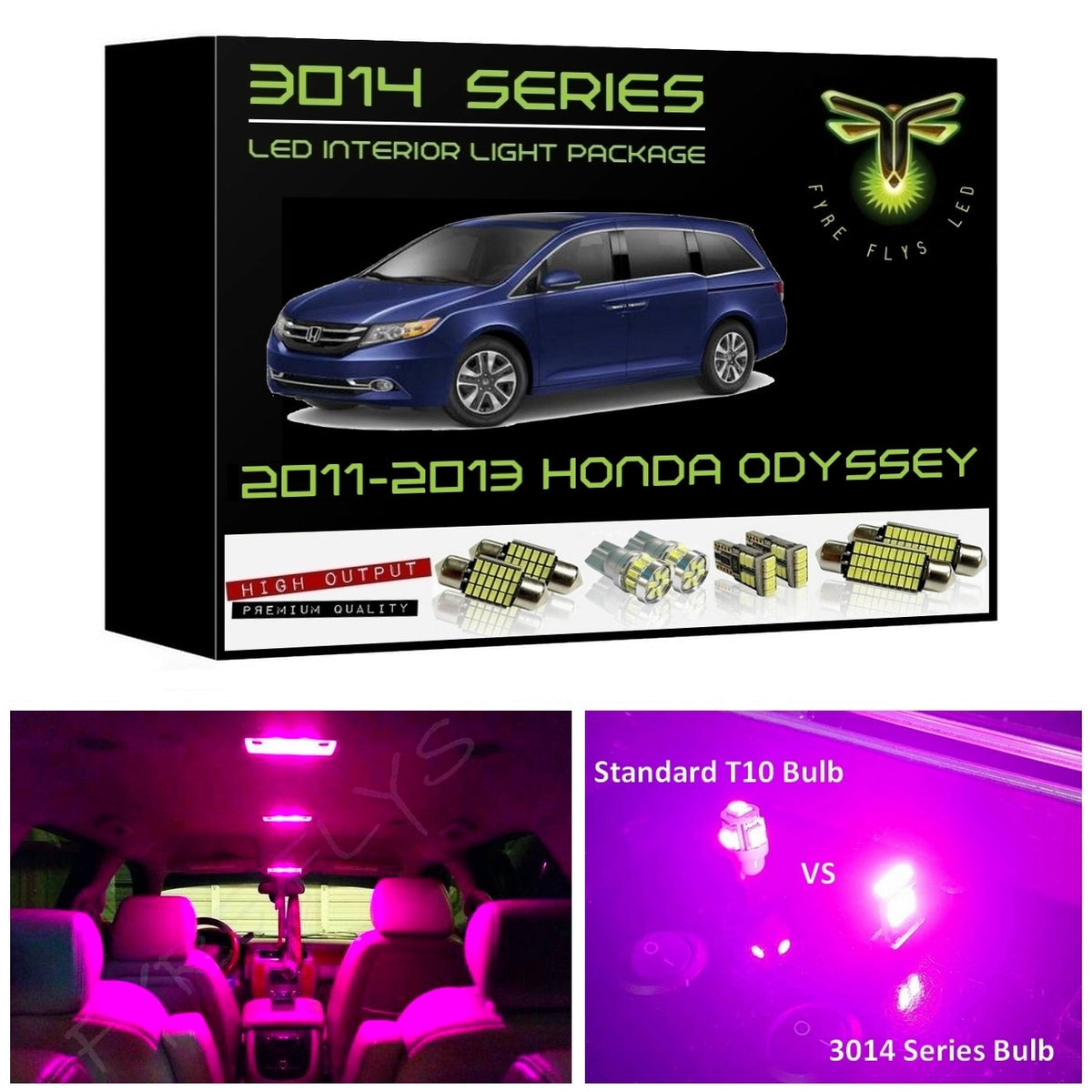 2011-2013 Honda Odyssey Super Bright 3014 Series LED interior light kit