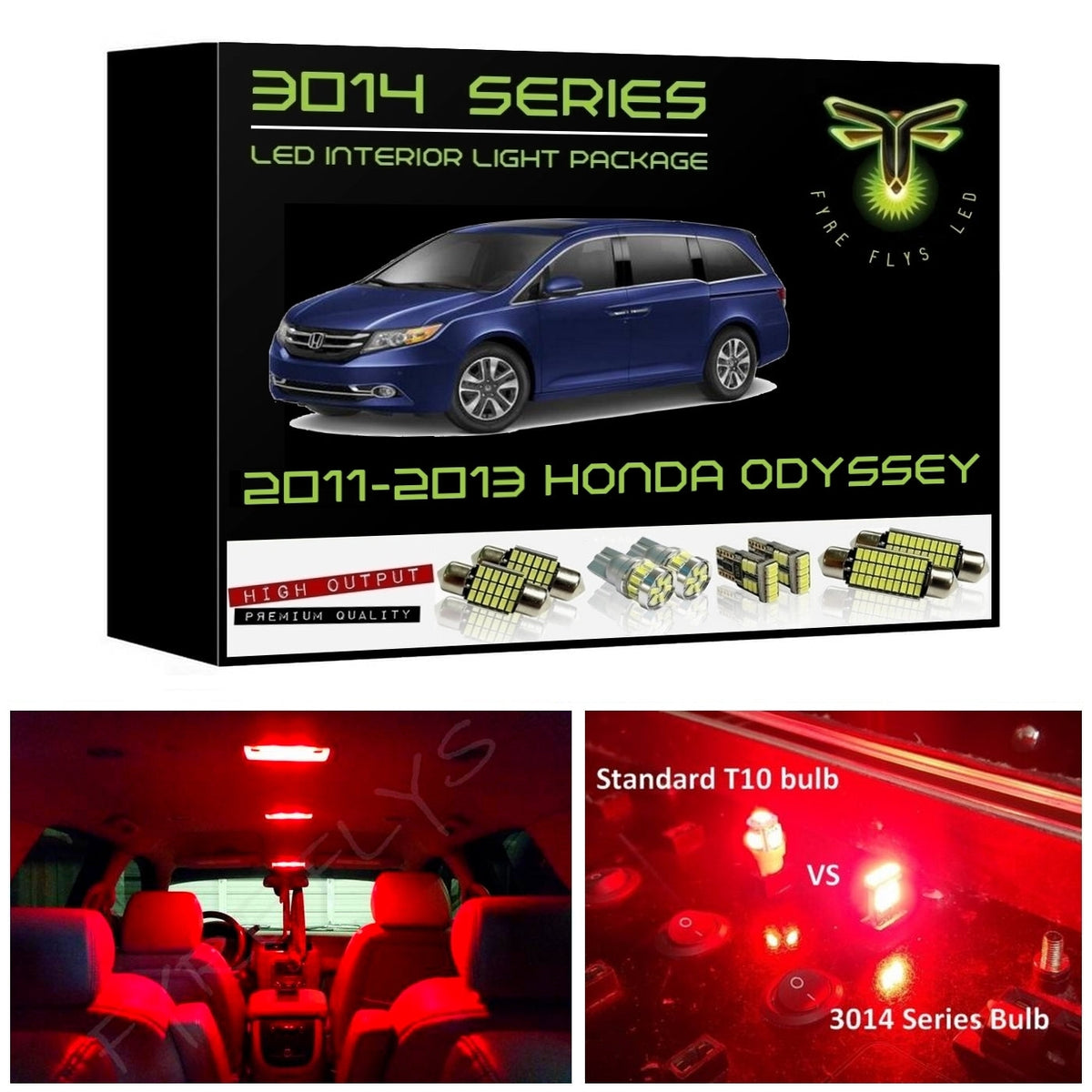 2011-2013 Honda Odyssey Super Bright 3014 Series LED interior light kit