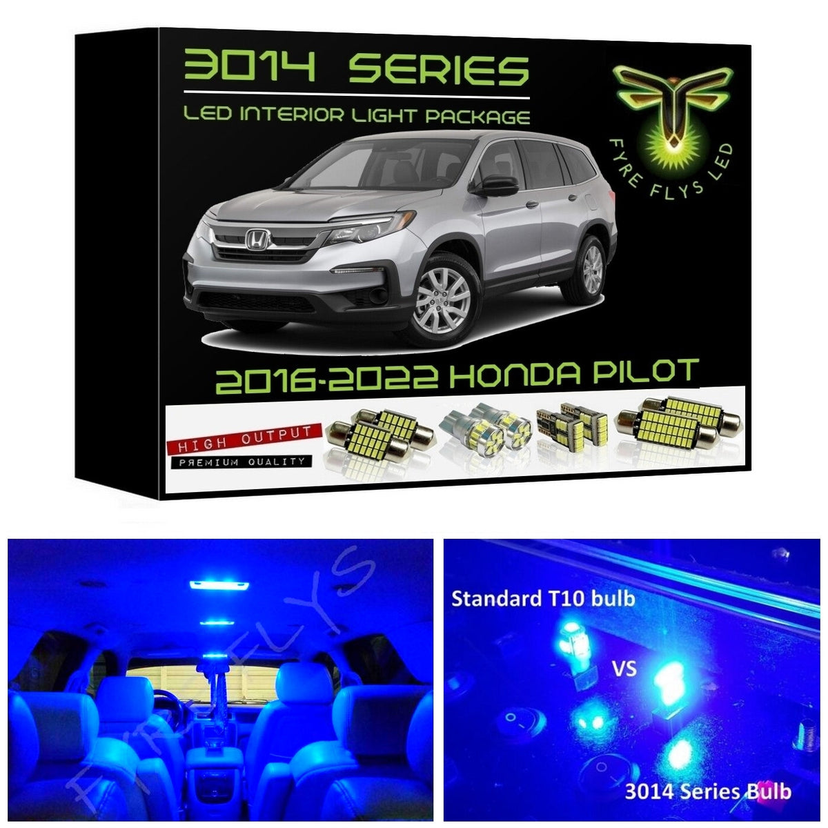 2016-2022 Honda Pilot Super Bright 3014 Series LED interior light kit