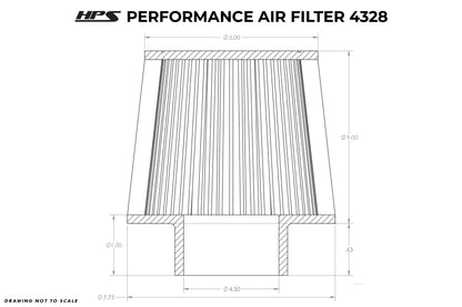 HPS Performance 4.5" Air Filter, 9.5" Length, 7.75" Base, 5" Top HPS-4328