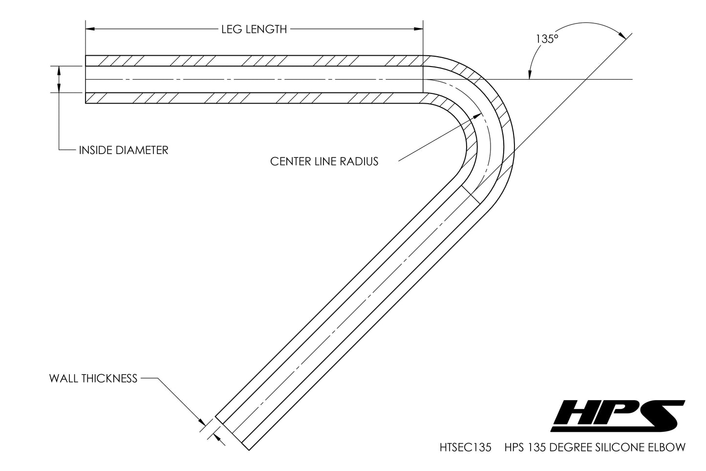 HPS Performance Products HPS 2" Silicone 135 Degree Elbow Coupler Hose, High Temp 4-ply Reinforced (51mm ID)