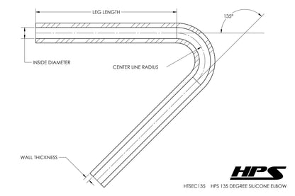 HPS Performance Products HPS 2-3/8" Silicone 135 Degree Elbow Coupler Hose, High Temp 4-ply Reinforced (60mm ID)