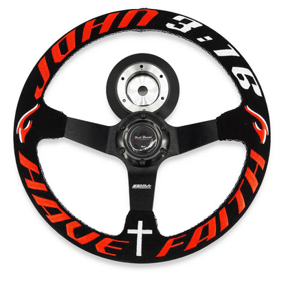 Have Faith Infiniti G35 G37 Suede 3"Deep Dish Steering Wheel + Quick Release Short Hub Adapter