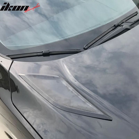 2016-2020 Honda Civic 10th Gen V1 Black Front Hood Scoop Vents ABS 2PC