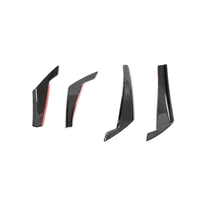 Audi A4 / RS4 B9 (2017-2020) Carbon Fiber Front Canards – RS4 Style Aftermarket Bumper Fins (4PC)