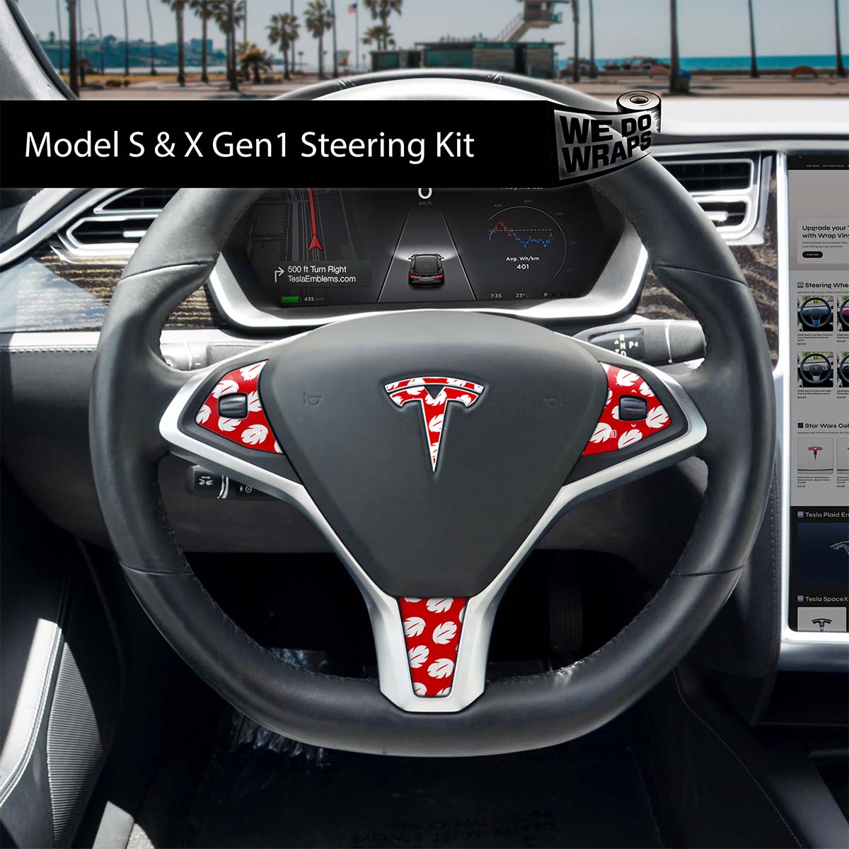 Hawaiian Tesla Steering Wheel Wrap | Model S