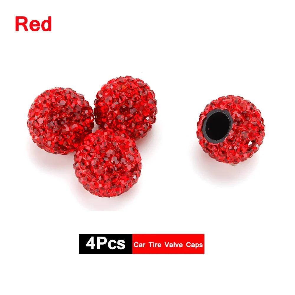 4Pcs Crystal Rhinestone Car Tire Valve Caps | Sparkly Dustproof Bling Tire Stem Covers