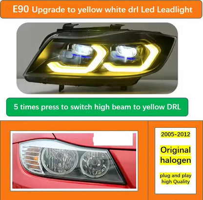 BMW 3 Series E90 LED Headlight Assembly with Dual-Color DRL 2005 - 2012