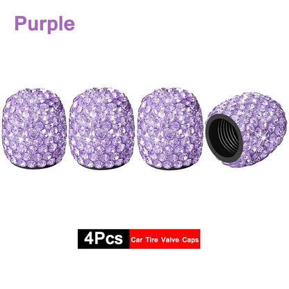 4Pcs Crystal Rhinestone Car Tire Valve Caps | Sparkly Dustproof Bling Tire Stem Covers