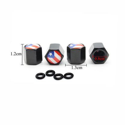 Puerto Rico Flag Zinc Alloy Tire Valve Stem Caps