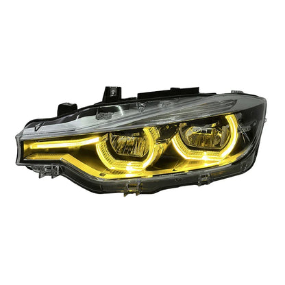 BMW 3 Series F30 / F31 / F35 V3 Silver Tri-Color LED Headlight Assembly (White / Yellow / Red DRL / LCI Style Look) 2012 - 2018 (Replaces 63117314531)
