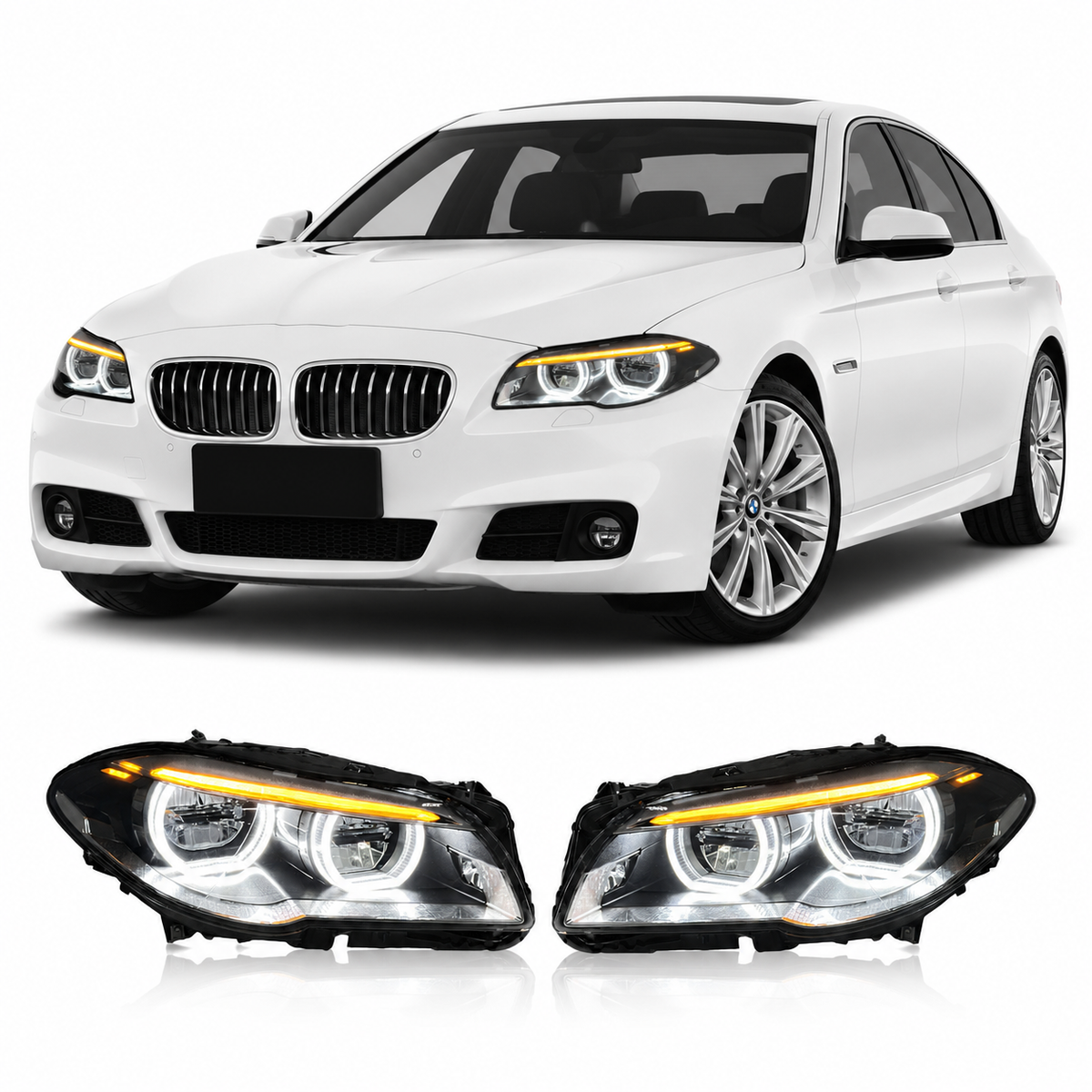 Dual-Color LED Headlights for BMW F10/F18 5 Series 2011-2017