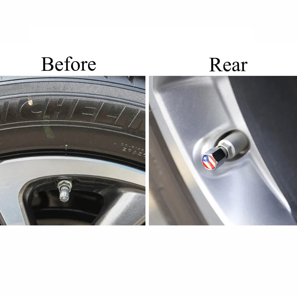 Puerto Rico Flag Zinc Alloy Tire Valve Stem Caps