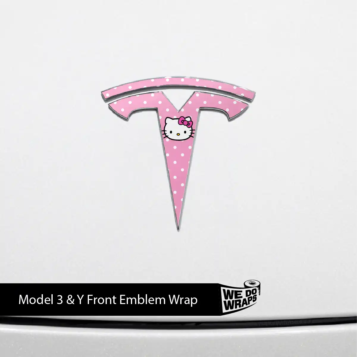 Sweet Kitty Tesla Emblem Decals (Front + Back) | Model 3