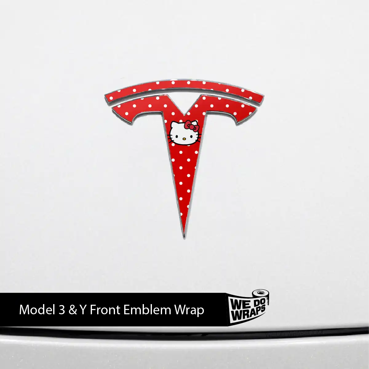 Sweet Kitty Tesla Emblem Decals (Front + Back) | Model 3
