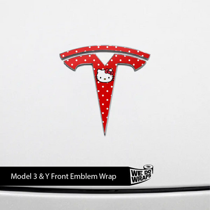Sweet Kitty Tesla Emblem Decals (Front + Back) | Model 3