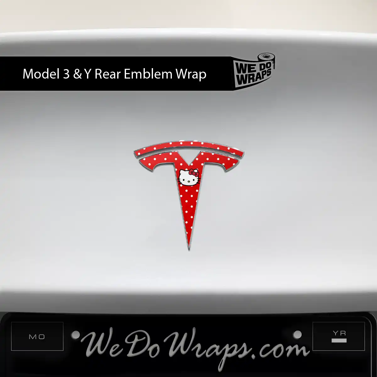 Sweet Kitty Tesla Emblem Decals (Front + Back) | Model 3