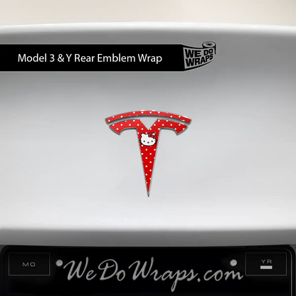 Sweet Kitty Tesla Emblem Decals (Front + Back) | Model 3