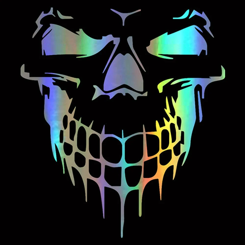 Large Reflective Skull Head Car Decal | 23.2" x 20.9" Vinyl Sticker for Cars, Trucks & Bikes