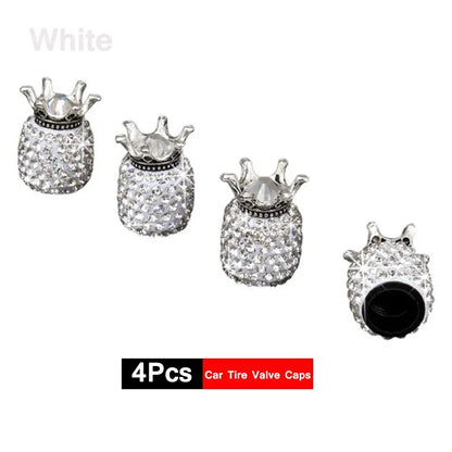 4Pcs Crystal Rhinestone Car Tire Valve Caps | Sparkly Dustproof Bling Tire Stem Covers
