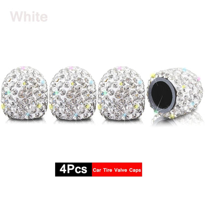 4Pcs Crystal Rhinestone Car Tire Valve Caps | Sparkly Dustproof Bling Tire Stem Covers