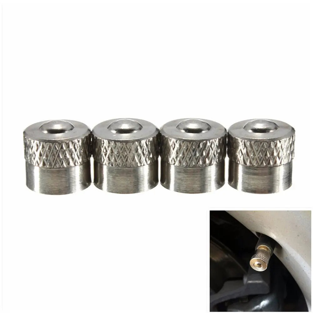DSYCAR 4Pcs/Lot Aluminum Knurling Tire Valve Stem Caps | Dustproof Car Air Valve Covers
