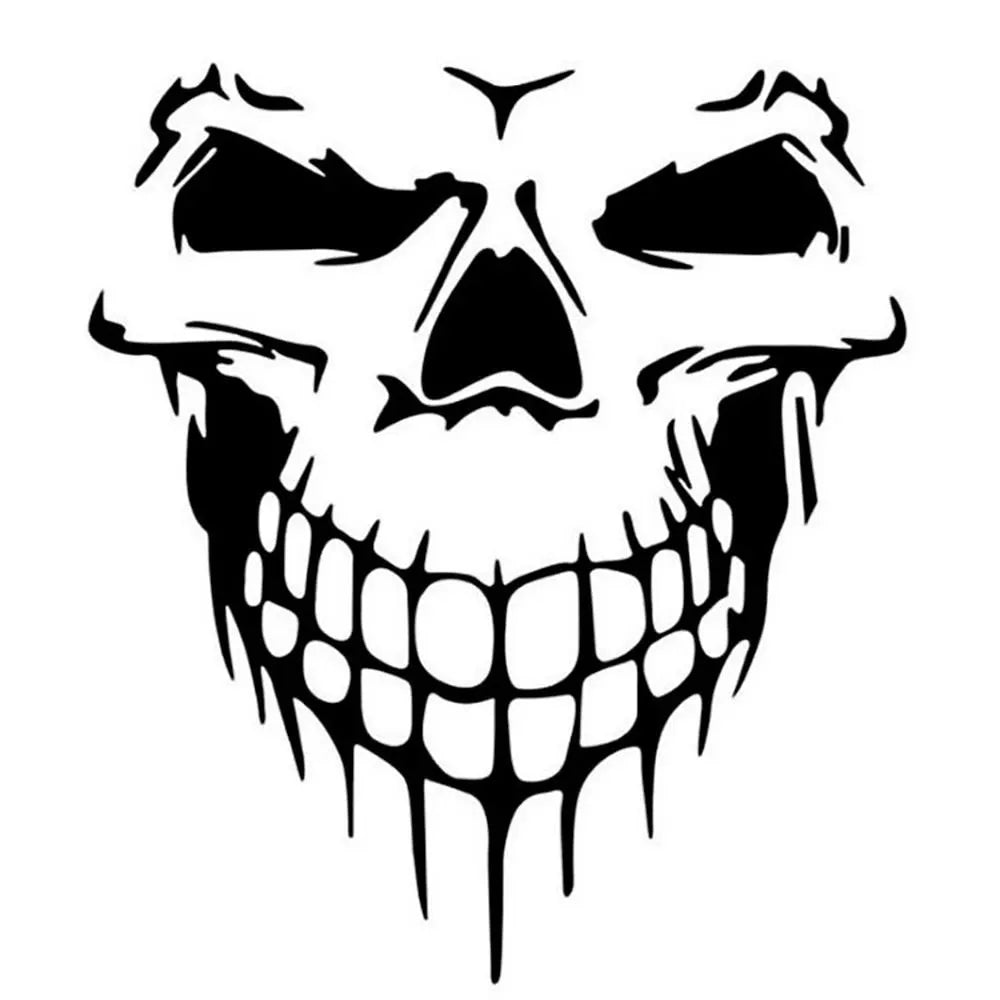 Large Reflective Skull Head Car Decal | 23.2" x 20.9" Vinyl Sticker for Cars, Trucks & Bikes