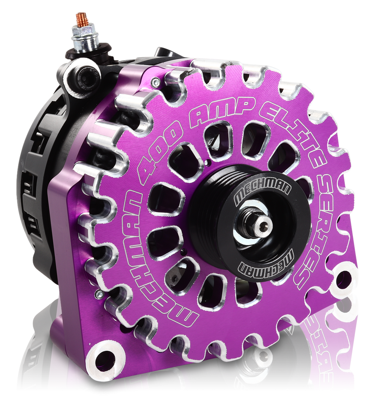 Mechman 400 Amp Billet Large Case Alternator 2001-2007 GM HD Truck 6.6L Duramax - Purple