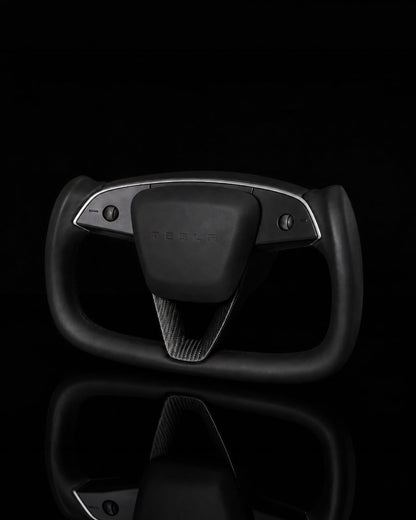 TESLA MODEL 3 HIGHLAND SMOOTH LEATHER YOKE DRY MATTE CARBON STEERING WHEEL (Copy)
