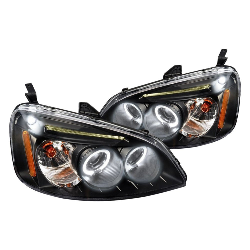 Spec-D 01-03 Honda Civic 2/4dr Halo Projector Headlights Black