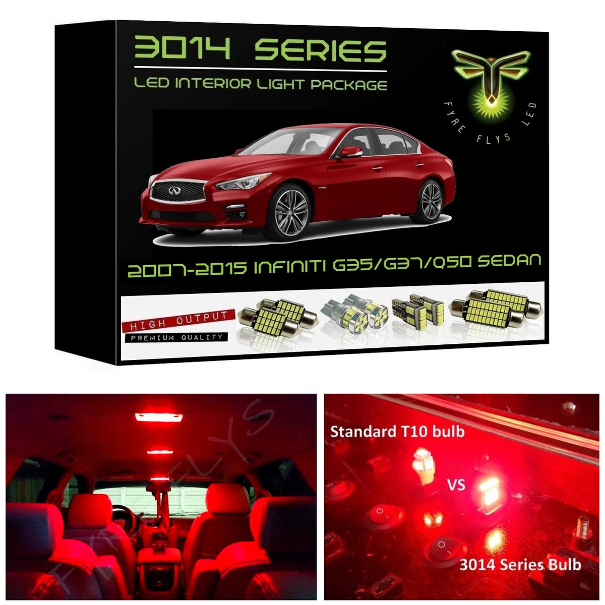 2007-2015 Infiniti G35/G37/Q50 Sedan Super Bright LED interior light kit 3014 Series