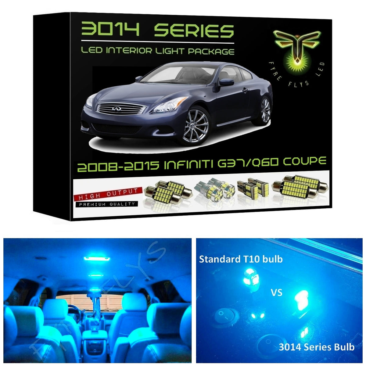 2008-2015 Infiniti G37/Q60 Coupe Super Bright 3014 Series LED interior light kit