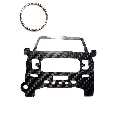 Carbon Fiber keychain for Ford F-150 Raptor SVT (2017-2020) 13th Generation front view Glossy Twill
