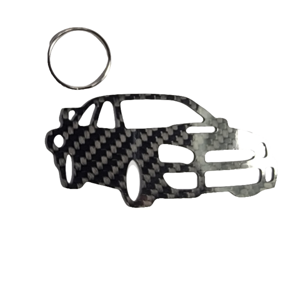 Carbon Fiber for Subaru WRX STi (2004-2005) bug eye Inspired Keychain Lanyard 3d front view Glossy Twill gift