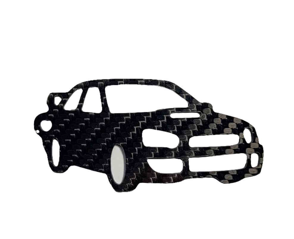 Carbon Fiber for Subaru WRX STi (2004-2005) bug eye Inspired Keychain Lanyard 3d front view Glossy Twill gift