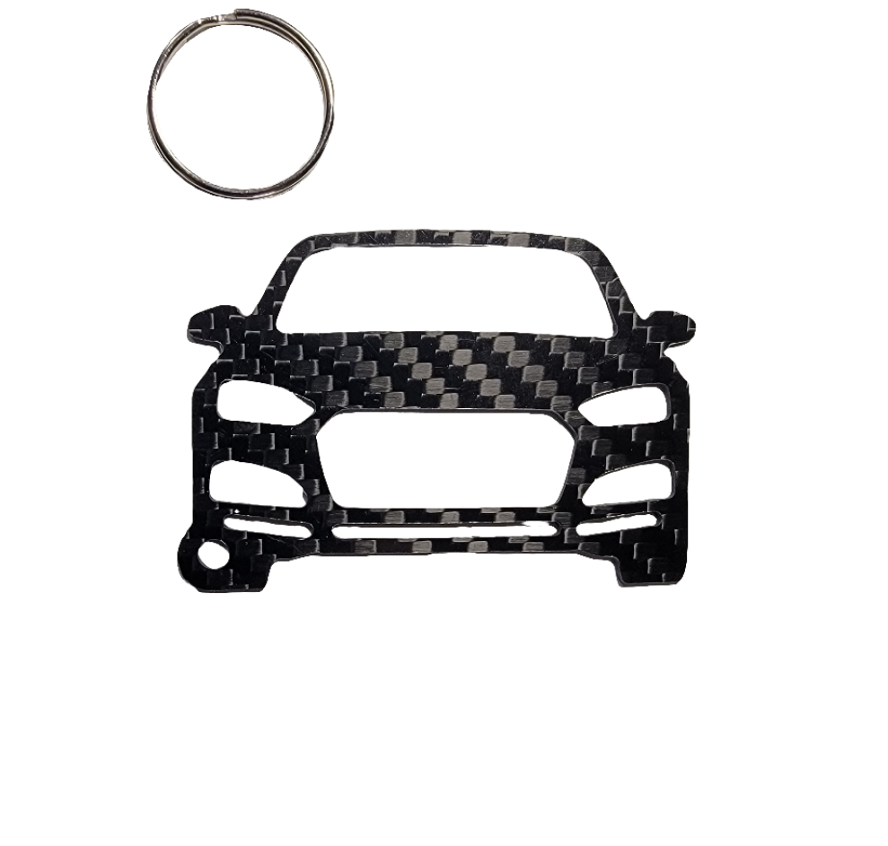 Carbon Fiber keychain for Audi A5 (8W6) (2018-Present) 2nd Generation Inspired Keychain Lanyard  front view Glossy Twill