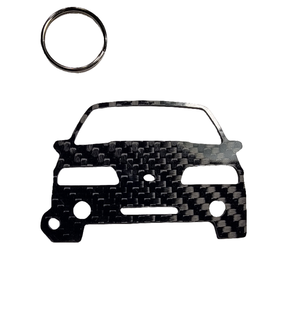 Carbon Fiber keychain for Ford Mustang 5.0 Fox Body GT Hatchback (1987-1993) Inspired Keychain Lanyard   front view Glossy Twill