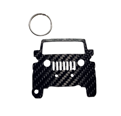 Carbon Fiber keychain for Jeep Wrangler JK (2007-2018) 3rd Generation Inspired Keychain Lanyard  front view Glossy Twill
