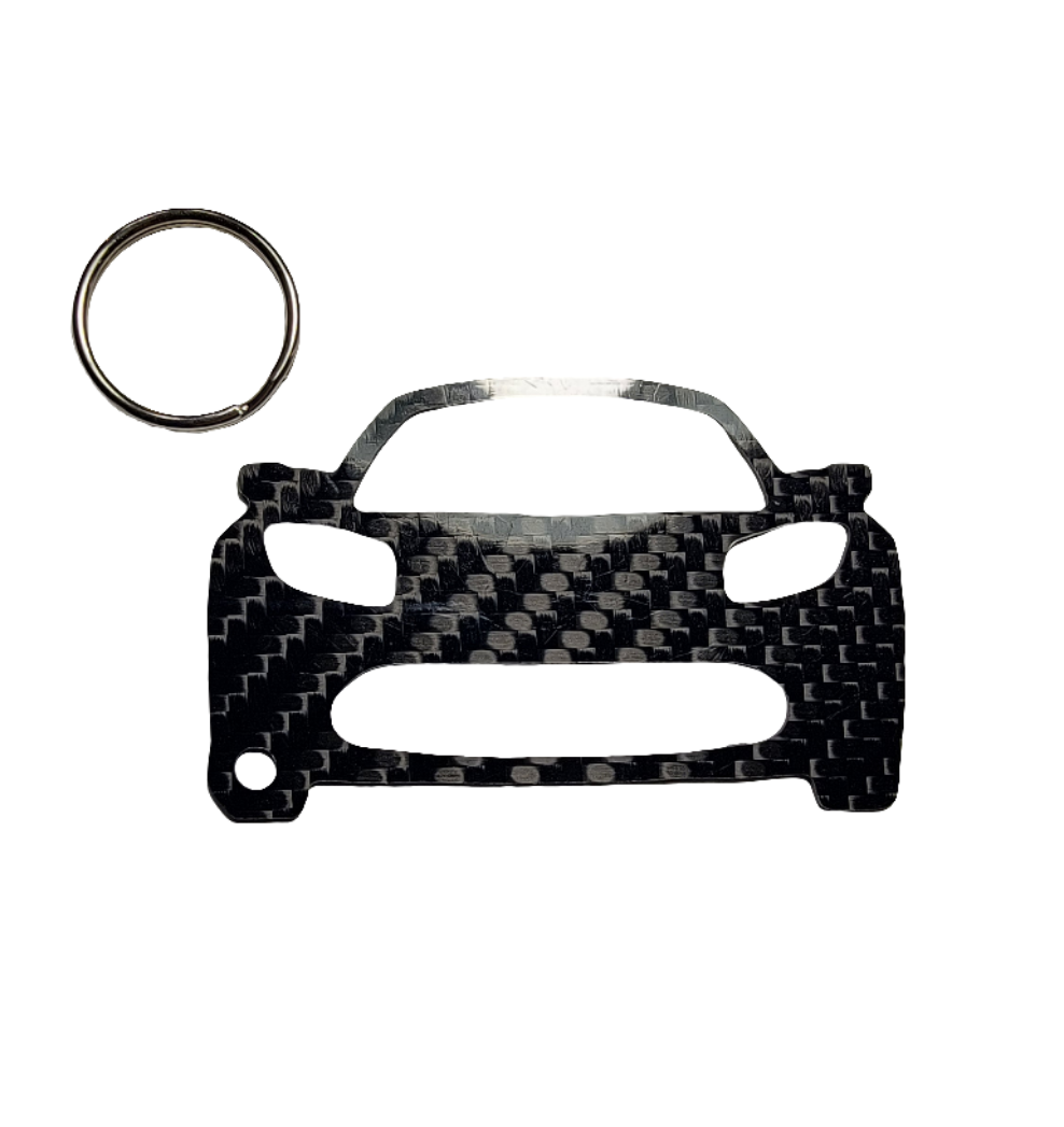 Carbon Fiber keychain for Tesla Roadster (2008-2012) 1st Generation Keychain Lanyard  front view Glossy Twill