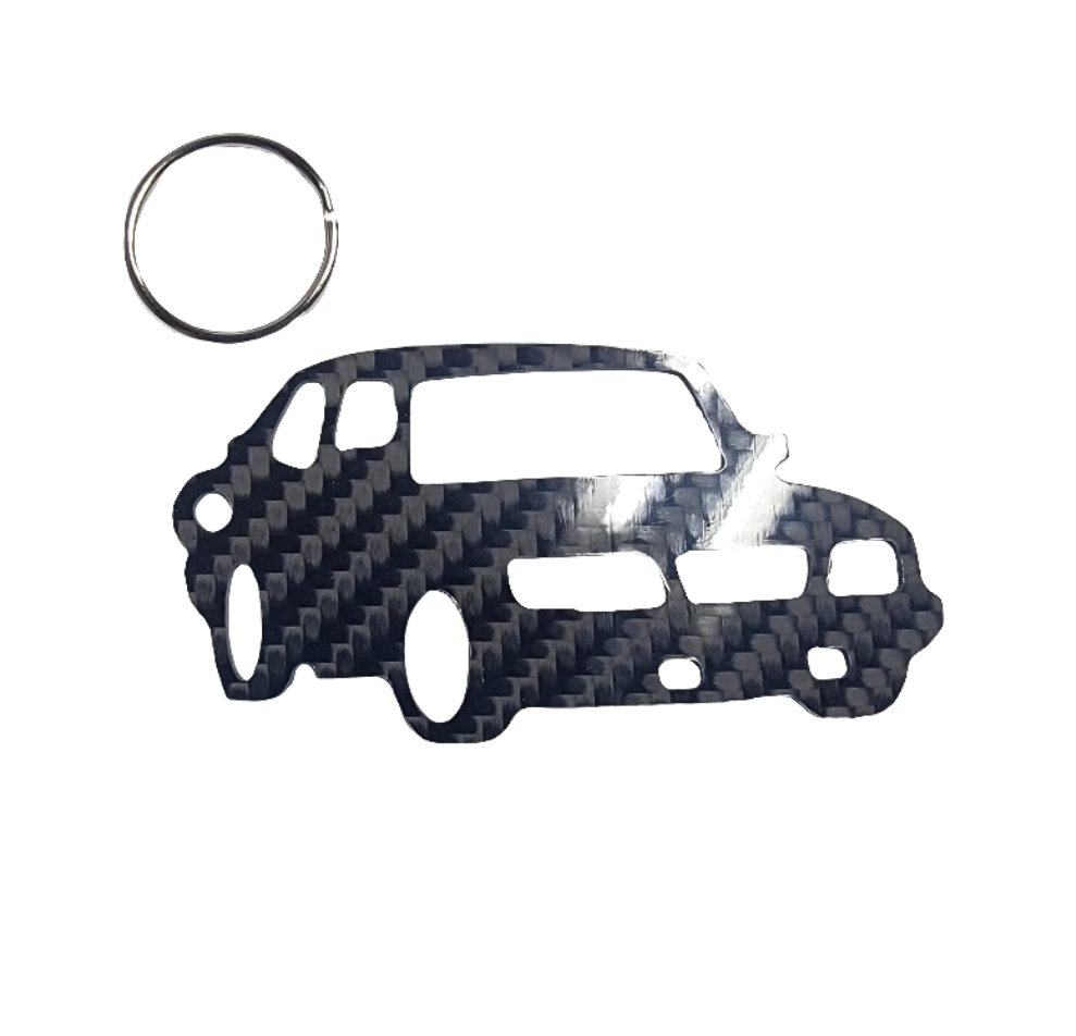 Carbon Fiber keychain for SAAB 900 (1978‐1998)  Inspired Keychain Lanyard 3d  front view Glossy Twill