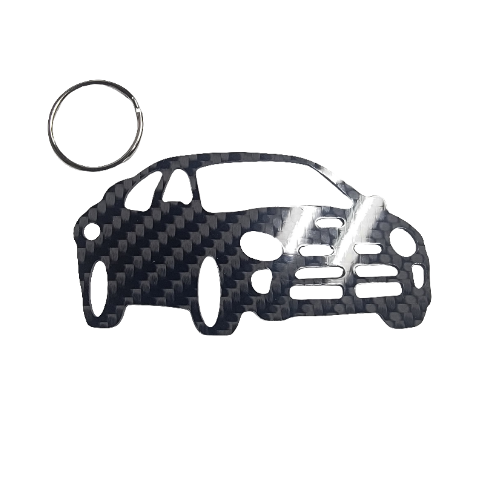 Carbon Fiber keychain for Dodge Neon SRT-4 (2003-2005)  Inspired Keychain Lanyard 3d  front view Glossy Twill