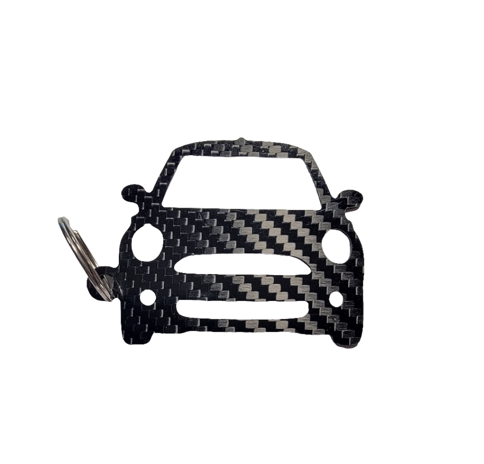 Carbon Fiber keychain for Mini Cooper S R53 (2000-2006) 1st Generation Inspired Keychain Lanyard  front view Glossy Twill