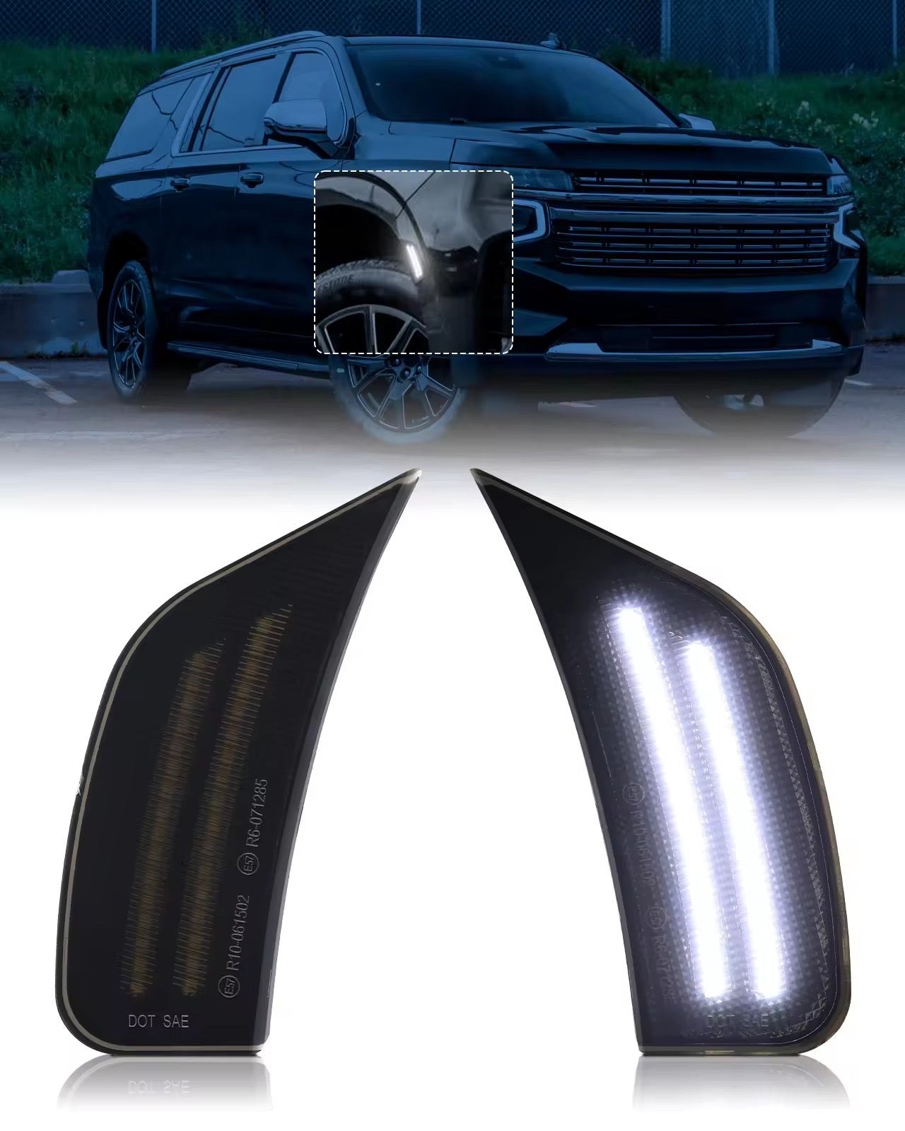 TAHOE/SUBURBAN/YUKON/ESCALADE 21-24 FRONT SMOKED LED SIDE MARKERS