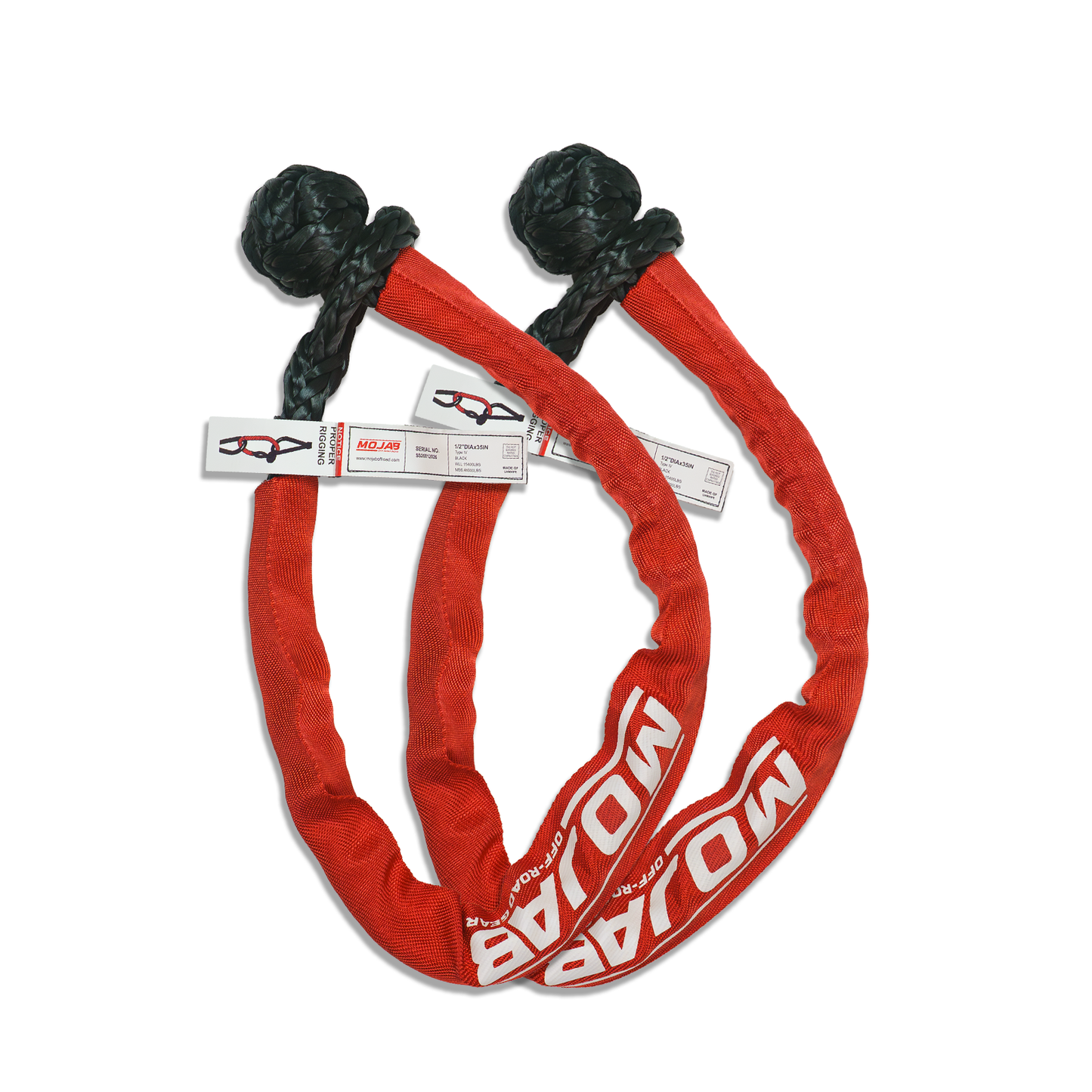Long Reach 1/2'' x 35'' soft shackle  (Set of 2 shackles)  (lifetime Warranty)