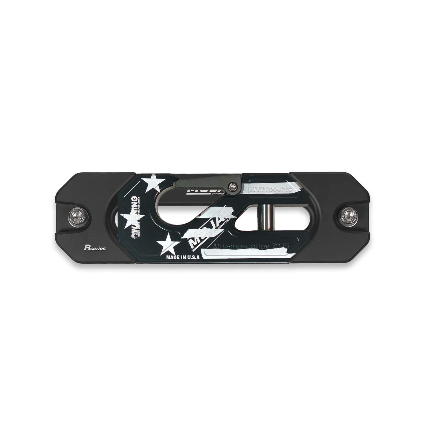 American Flag Black Edition Aluminum Recessed Winch Shackle with Fairlead. (LIFE TIME WARRANTY*)