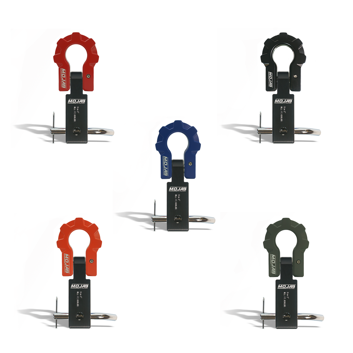 2'' Aluminum Hitch Receiver with Aluminum D-Shackle 9T-Ceramic coated