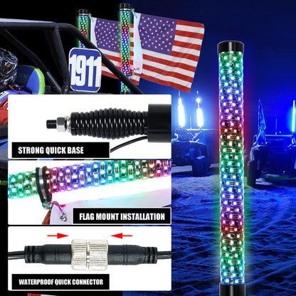 Shoreline Offroad Pro Series Fat RGBIC 3’ Whip Lights