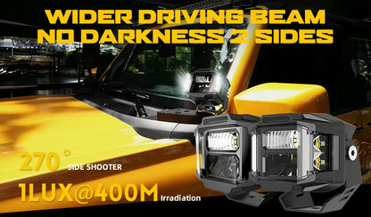 Shoreline Offroad Pro Series Yellow Amber LED 3” Pods with DRL
