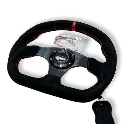 Suede Steering Wheel + Short Hub Adapter Kit For Ford F 150 350 450
