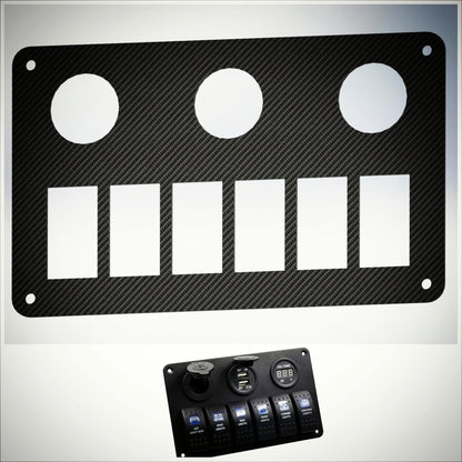 6 Gang REAL CARBON FIBER Car Marine Boat Circuit RV LED Rocker Switch Panel